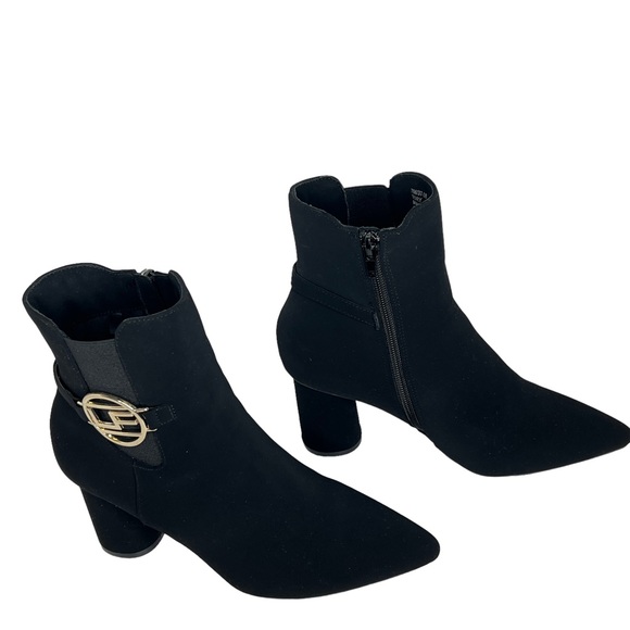 LONDON FOG TORI Black Winter Block Heeled Zip Ankle Boots Size 7 - Picture 14 of 14